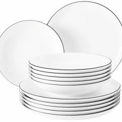 Seltmann Weiden Lido Black Line Tafelservice 12-teilig Rund