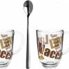 Leonardo 2 Latte Macchiato Tassen NAPOLI 380ml 3 Farbig + 2 Löffel