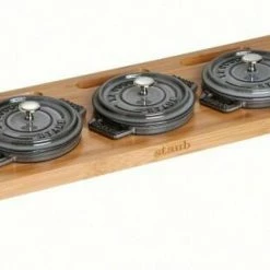 Staub Servierbrett Für 3 Mini Cocottes Aus Bambus Holz