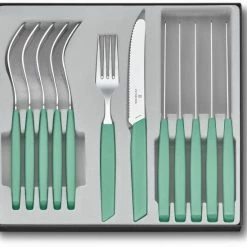 Victorinox Swiss Modern Besteck-Set Mit Tomatenmessern, 12-teilig, Minzgrün