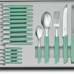 Victorinox Swiss Modern Besteck-Set Mit Tomatenmessern, 24-teilig, Minzgrün